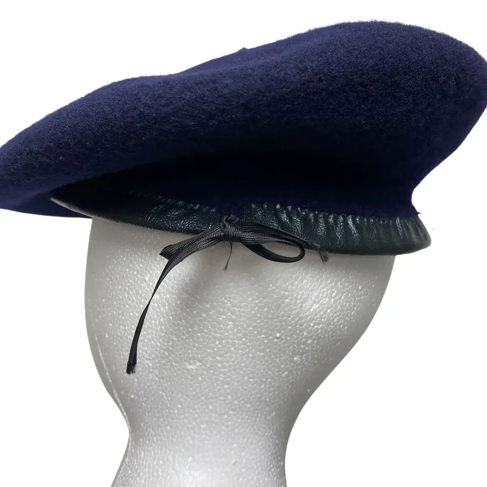 Vintage Navy Size L Blue Wool Beret Hat - Picture 8 of 10